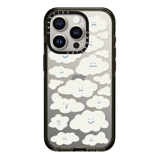 Eggsdoodz x CASETiFY iPhone 15 Pro ケース ブラック インパクトケース Cute Clouds