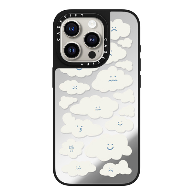 Eggsdoodz x CASETiFY iPhone 15 Pro Case Silver on Black ミラーケース MagSafe対応 Cute Clouds Eggsdoodz x CASETiFY iPhone 15 Pro Case Silver on Black ミラーケース MagSafe対応 Cute Clouds