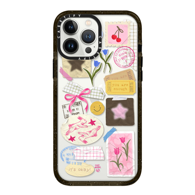 Eggsdoodz x CASETiFY iPhone 13 Pro Max ケース ブラック インパクトケース You Are Stars Collage