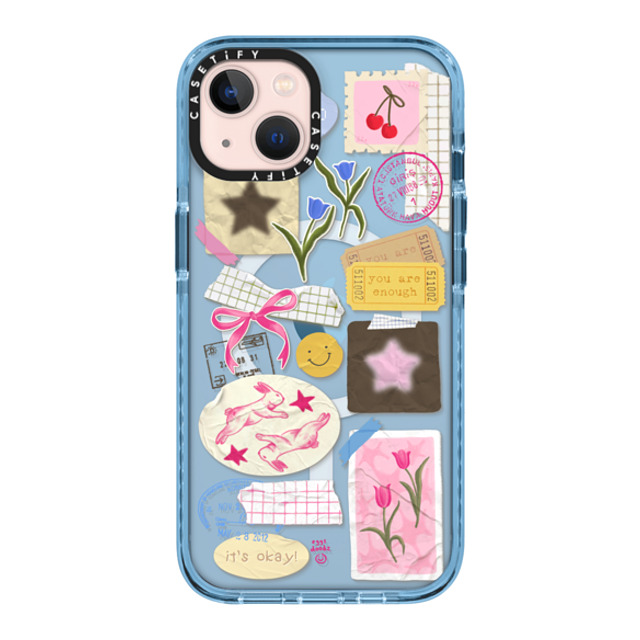 Eggsdoodz x CASETiFY iPhone 13 ケース Sierra Blue インパクトケース MagSafe対応 You Are Stars Collage