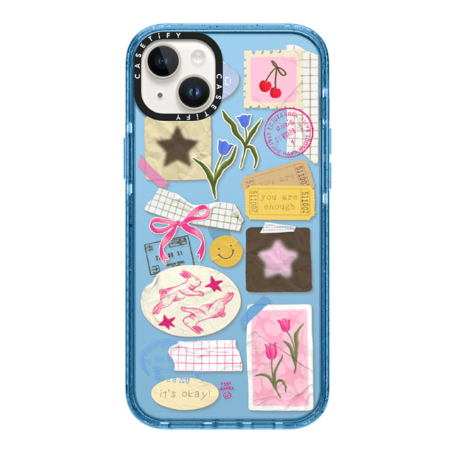 Eggsdoodz x CASETiFY iPhone 14 Plus ケース Sierra Blue インパクトケース You Are Stars Collage