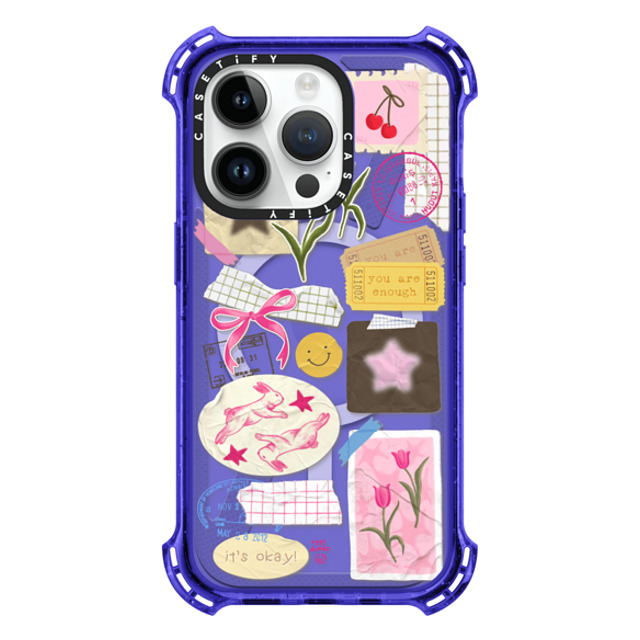 Eggsdoodz x CASETiFY iPhone 14 Pro ケース Peri Purple バウンスケース You Are Stars Collage