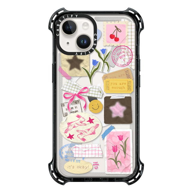 Eggsdoodz x CASETiFY iPhone 14 ケース ブラック バウンスケース You Are Stars Collage