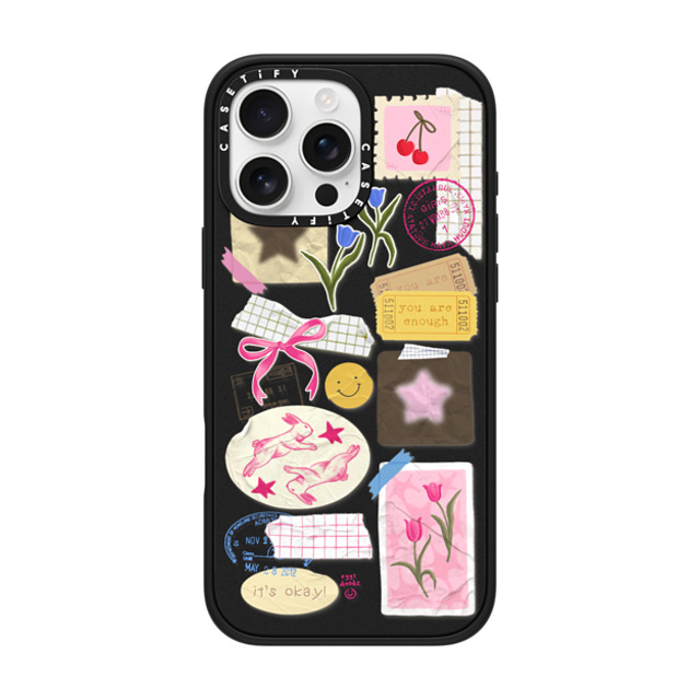 Eggsdoodz x CASETiFY iPhone 16 Pro Max ケース マットブラック インパクトケース MagSafe対応 You Are Stars Collage