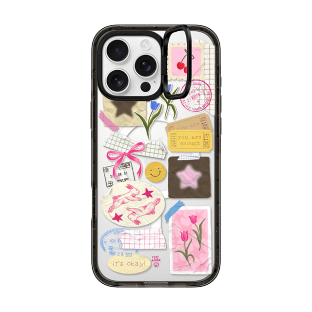 Eggsdoodz x CASETiFY iPhone 16 Pro Max ケース ブラック インパクトリングスタンドケース MagSafe対応 You Are Stars Collage