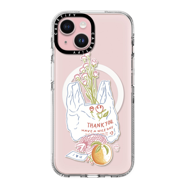 Eggsdoodz x CASETiFY iPhone 15 ケース Sticker,Floral クリア クリア ケース MagSafe対応 Thank You Bag Mother's Day Eggsdoodz x CASETiFY iPhone 15 ケース Sticker,Floral クリア クリア ケース MagSafe対応 Thank You Bag Mother's Day