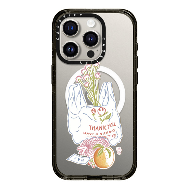 Eggsdoodz x CASETiFY iPhone 15 Pro ケース Sticker,Floral ブラック インパクトケース MagSafe対応 Thank You Bag Mother's Day Eggsdoodz x CASETiFY iPhone 15 Pro ケース Sticker,Floral ブラック インパクトケース MagSafe対応 Thank You Bag Mother's Day