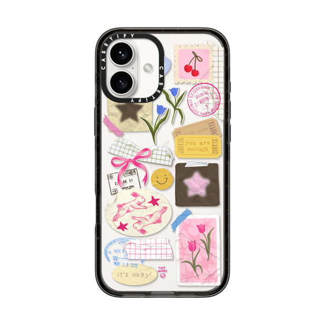 Eggsdoodz x CASETiFY iPhone 16 Plus ケース ブラック インパクトケース You Are Stars Collage