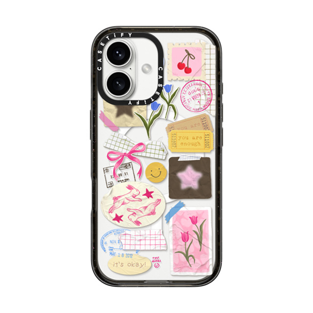 Eggsdoodz x CASETiFY iPhone 16 ケース ブラック インパクトケース MagSafe対応 You Are Stars Collage