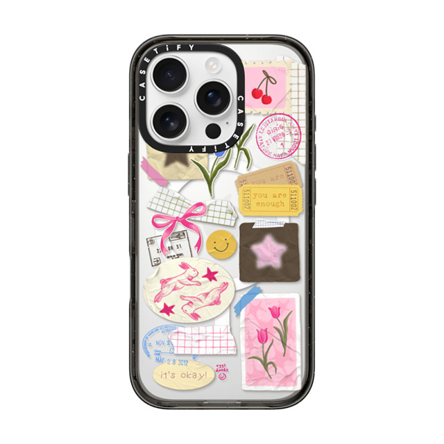 Eggsdoodz x CASETiFY iPhone 16 Pro ケース ブラック インパクトケース MagSafe対応 You Are Stars Collage