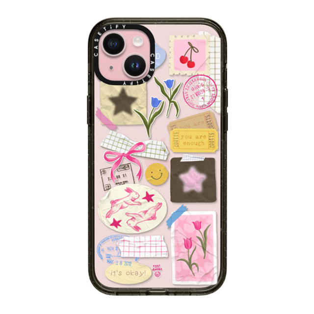 Eggsdoodz x CASETiFY iPhone 15 Plus ケース ブラック インパクトケース You Are Stars Collage