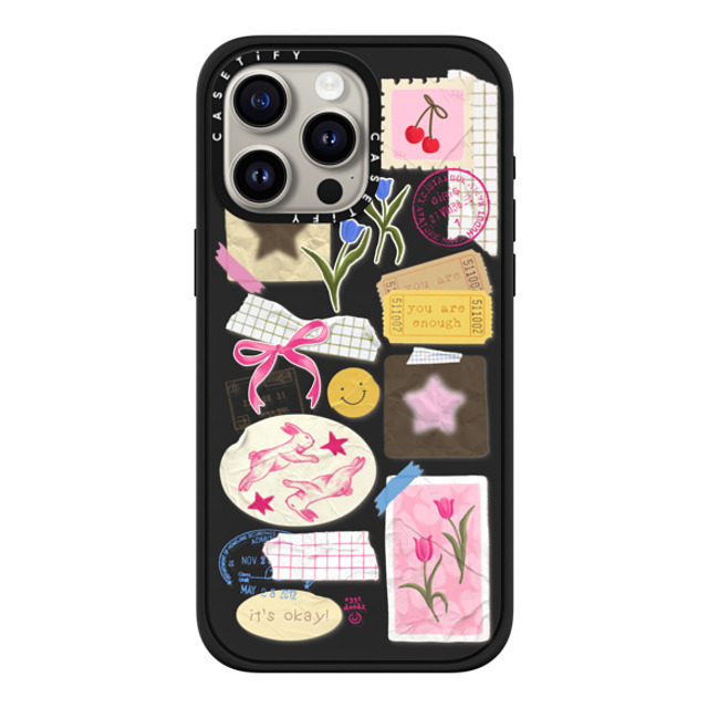 Eggsdoodz x CASETiFY iPhone 15 Pro Max ケース マットブラック インパクトケース MagSafe対応 You Are Stars Collage