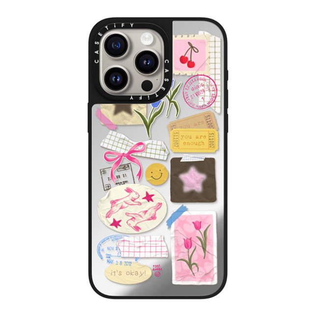 Eggsdoodz x CASETiFY iPhone 15 Pro Max ケース Silver on Black ミラーケース MagSafe対応 You Are Stars Collage