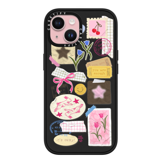 Eggsdoodz x CASETiFY iPhone 15 ケース マットブラック インパクトケース MagSafe対応 You Are Stars Collage