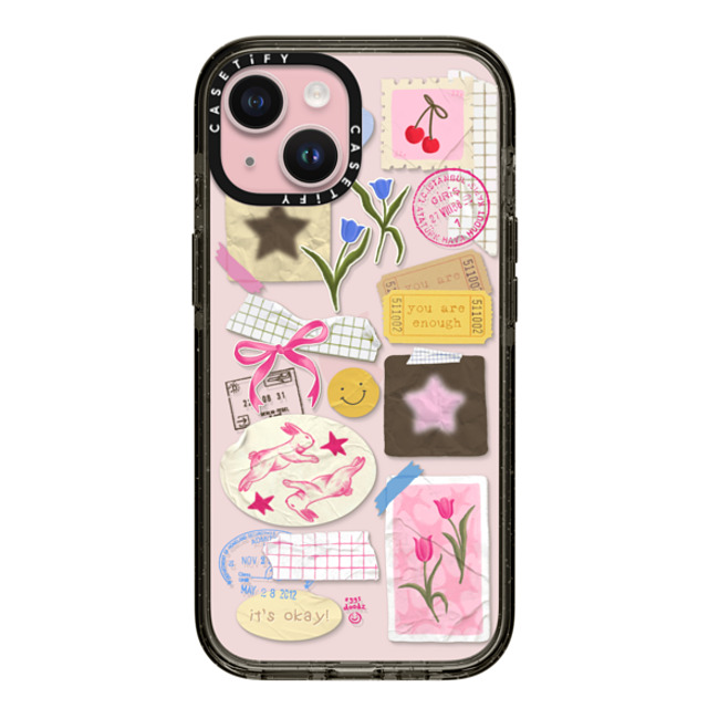 Eggsdoodz x CASETiFY iPhone 15 ケース ブラック インパクトケース You Are Stars Collage