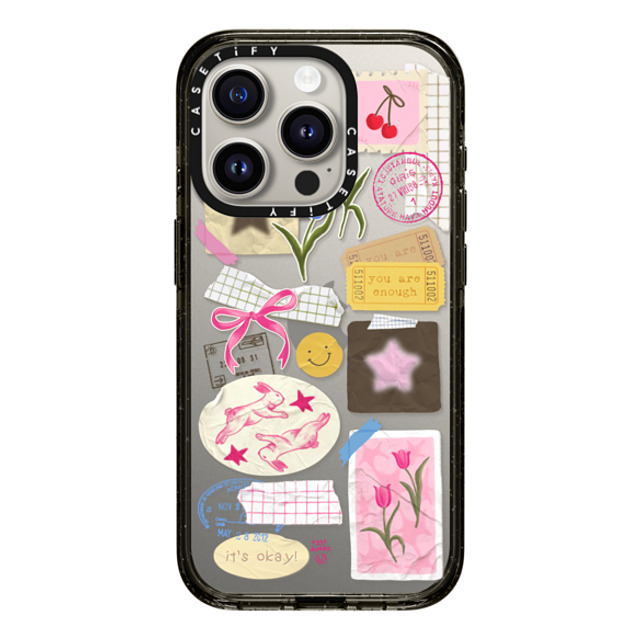 Eggsdoodz x CASETiFY iPhone 15 Pro ケース ブラック インパクトケース You Are Stars Collage