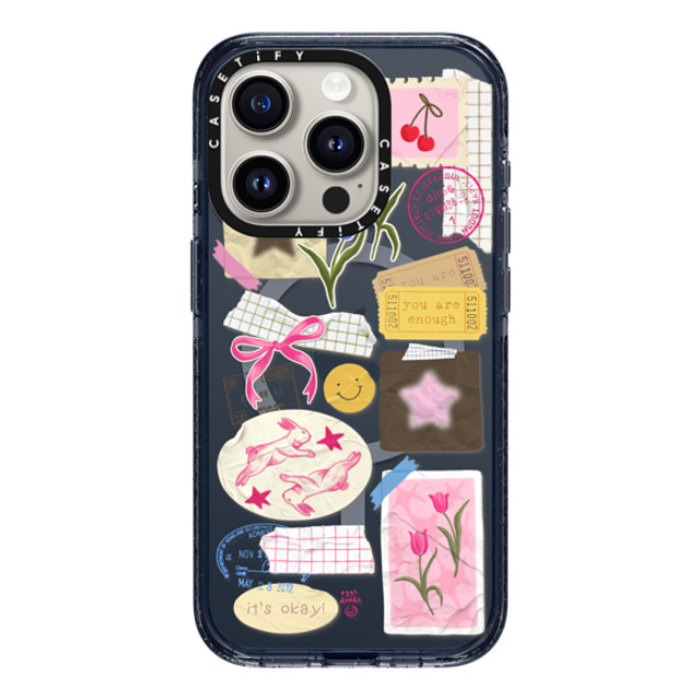 Eggsdoodz x CASETiFY iPhone 15 Pro ケース Classic Blue インパクトケース MagSafe対応 You Are Stars Collage