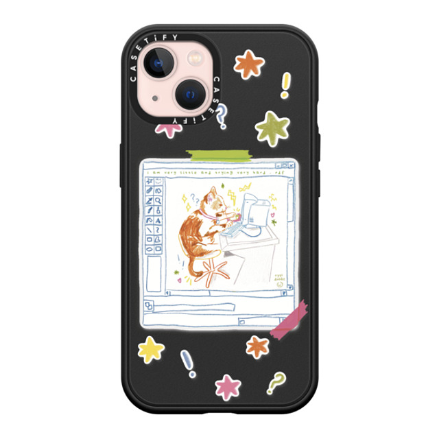 Eggsdoodz x CASETiFY iPhone 13 ケース マットブラック インパクトケース MagSafe対応 Hardworking Cat