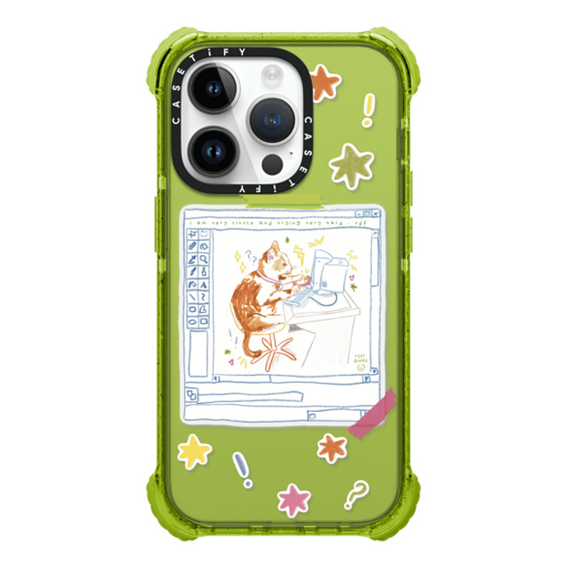 Eggsdoodz x CASETiFY iPhone 14 Pro ケース Kiwi ウルトラインパクトケース Hardworking Cat