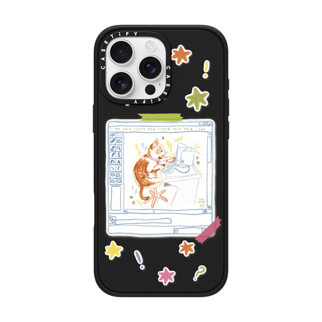 楽天ポイント還元】Eggsdoodz x CASETiFY iPhone 16 Pro Max ケース マットブラック インパクトケース  MagSafe対応 Hardworking Cat