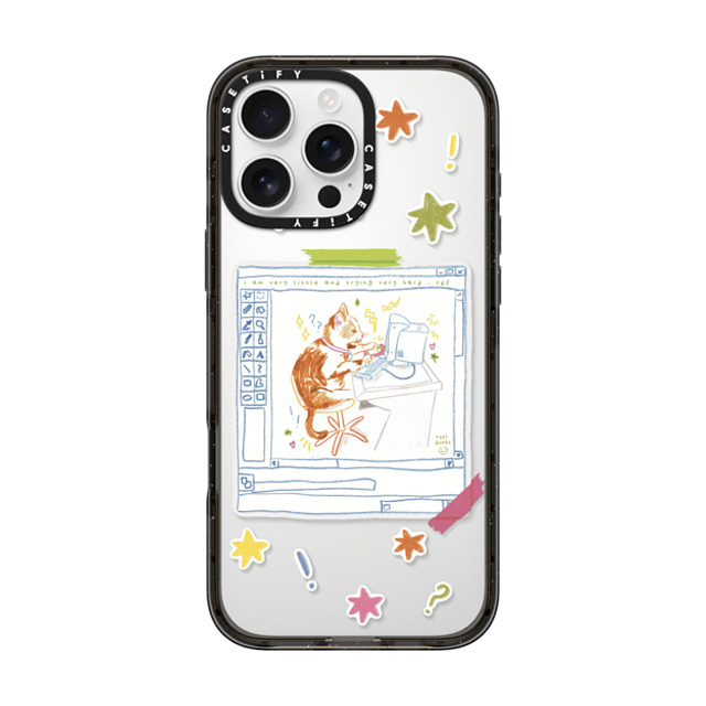 Eggsdoodz x CASETiFY iPhone 16 Pro Max ケース ブラック インパクトケース Hardworking Cat