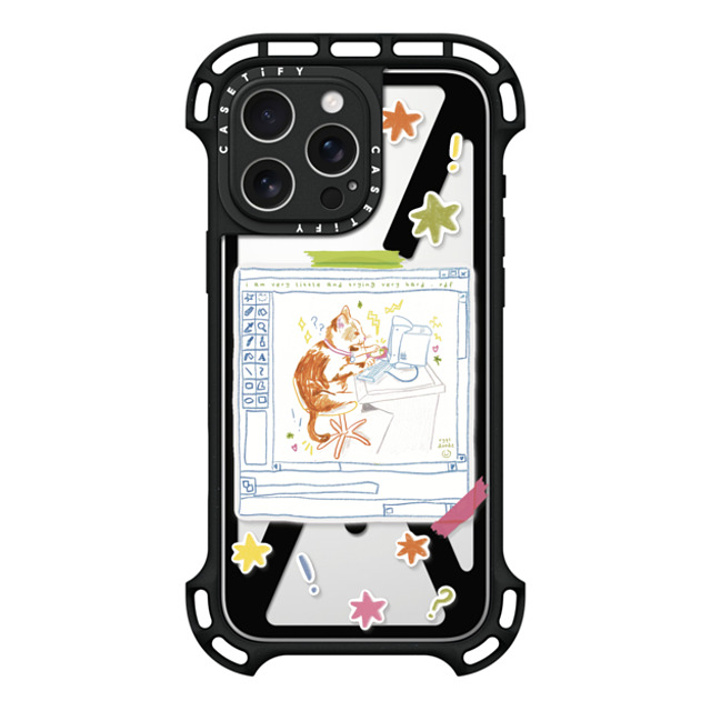 Eggsdoodz x CASETiFY iPhone 16 Pro Max ケース ブラック ウルトラ バウンスケース MagSafe対応 Hardworking Cat