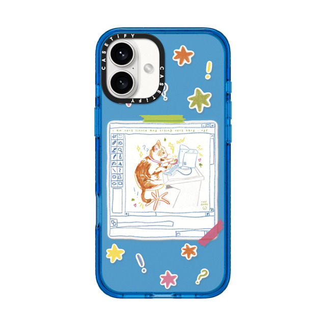 Eggsdoodz x CASETiFY iPhone 16 Plus ケース スカイブルー インパクトケース Hardworking Cat