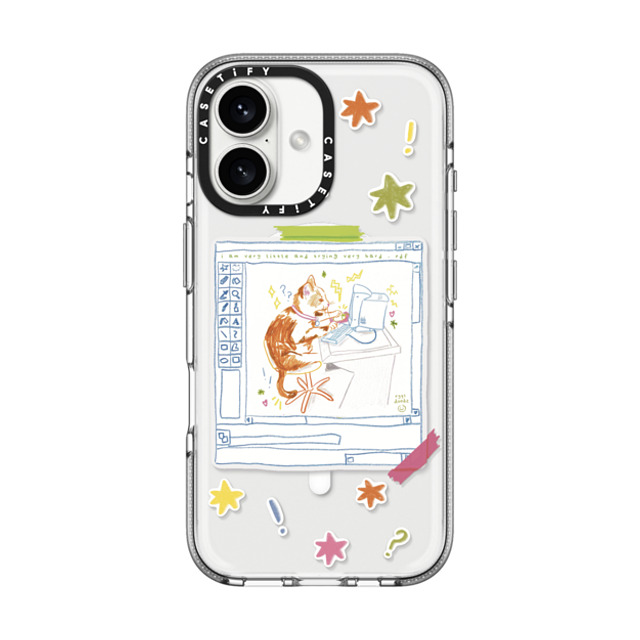 Eggsdoodz x CASETiFY iPhone 16 ケース クリア クリア ケース MagSafe対応 Hardworking Cat