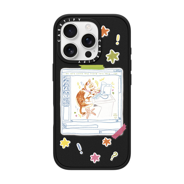 Eggsdoodz x CASETiFY iPhone 16 Pro ケース マットブラック インパクトケース Hardworking Cat