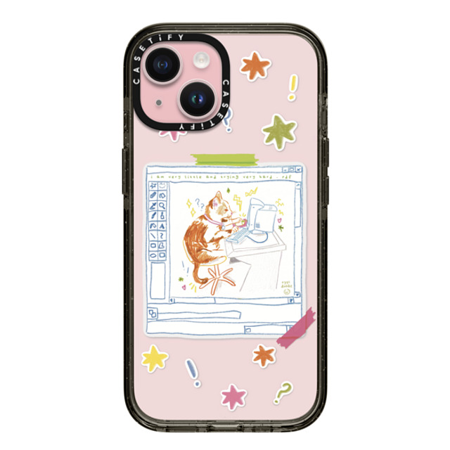 Eggsdoodz x CASETiFY iPhone 15 ケース ブラック インパクトケース Hardworking Cat