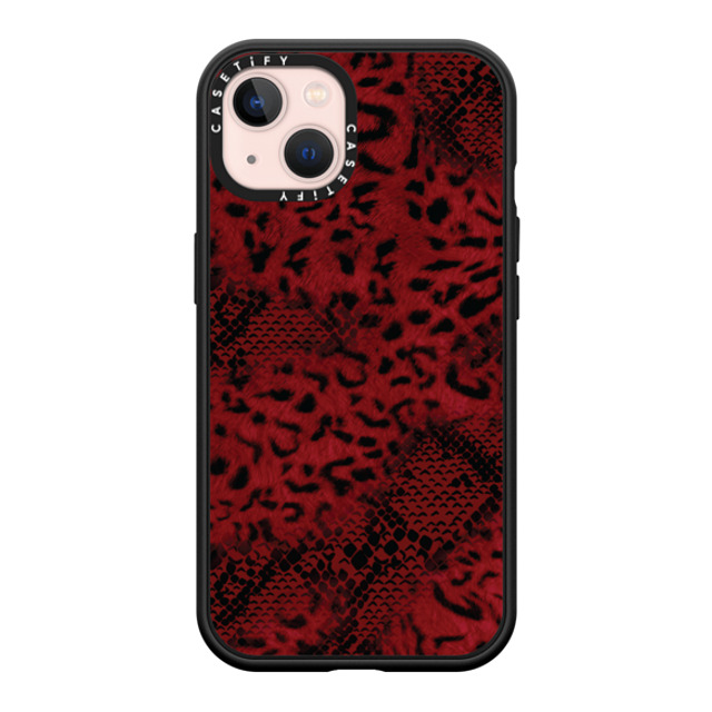 CASETiFY iPhone 13 ケース マットブラック インパクトケース MagSafe対応 Leopard Dark Red Leopard