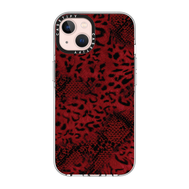 CASETiFY iPhone 13 ケース クリア クリア ケース MagSafe対応 Leopard Dark Red Leopard