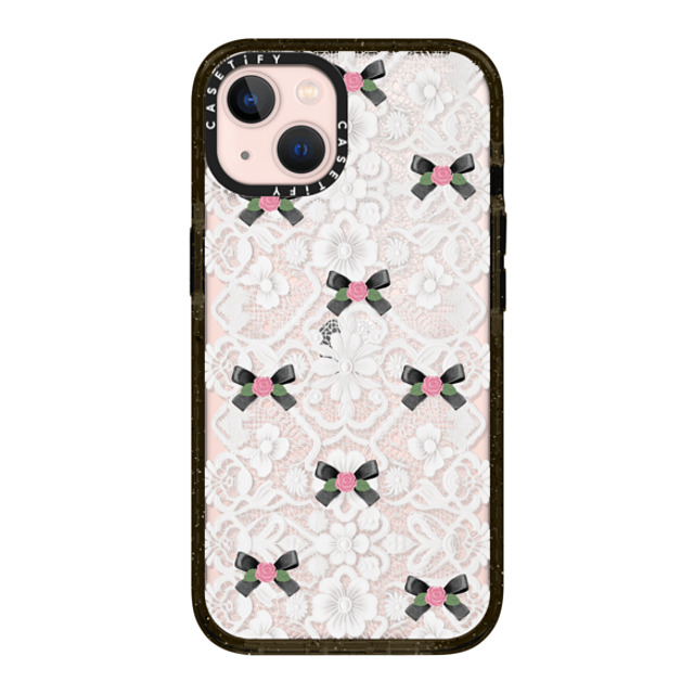 CASETiFY iPhone 13 ケース ブラック インパクトケース Floral Bow Sweetie darlenealbert