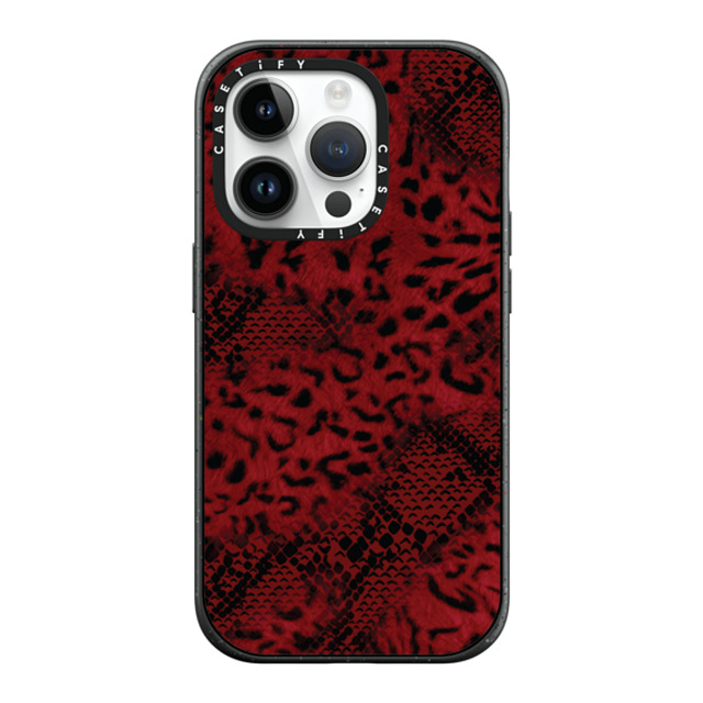 CASETiFY iPhone 14 Pro ケース マットブラック インパクトケース MagSafe対応 Leopard Dark Red Leopard