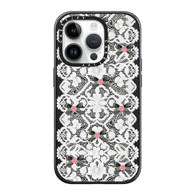 CASETiFY iPhone 14 Pro ケース マットブラック インパクトケース MagSafe対応 Floral Bow Sweetie darlenealbert