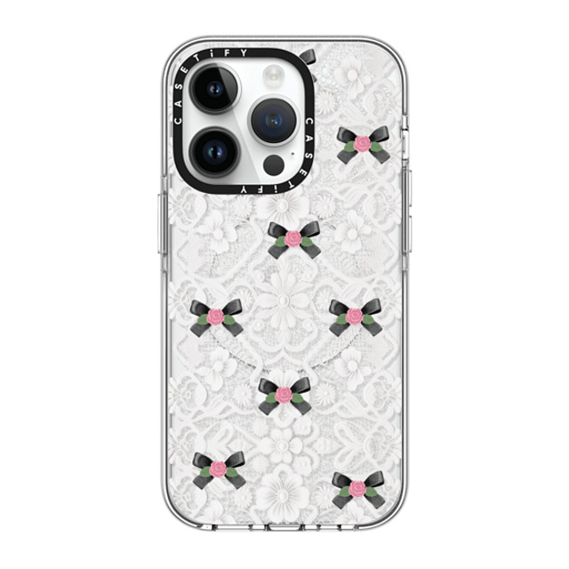 CASETiFY iPhone 14 Pro ケース クリア クリア ケース MagSafe対応 Floral Bow Sweetie darlenealbert