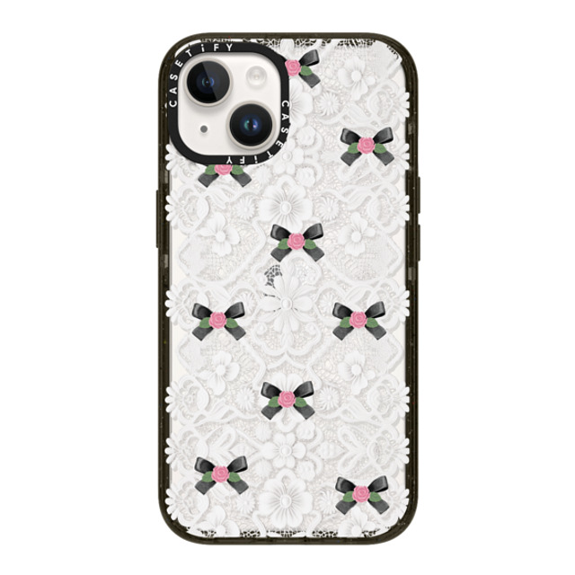 CASETiFY iPhone 14 ケース ブラック インパクトケース Floral Bow Sweetie darlenealbert