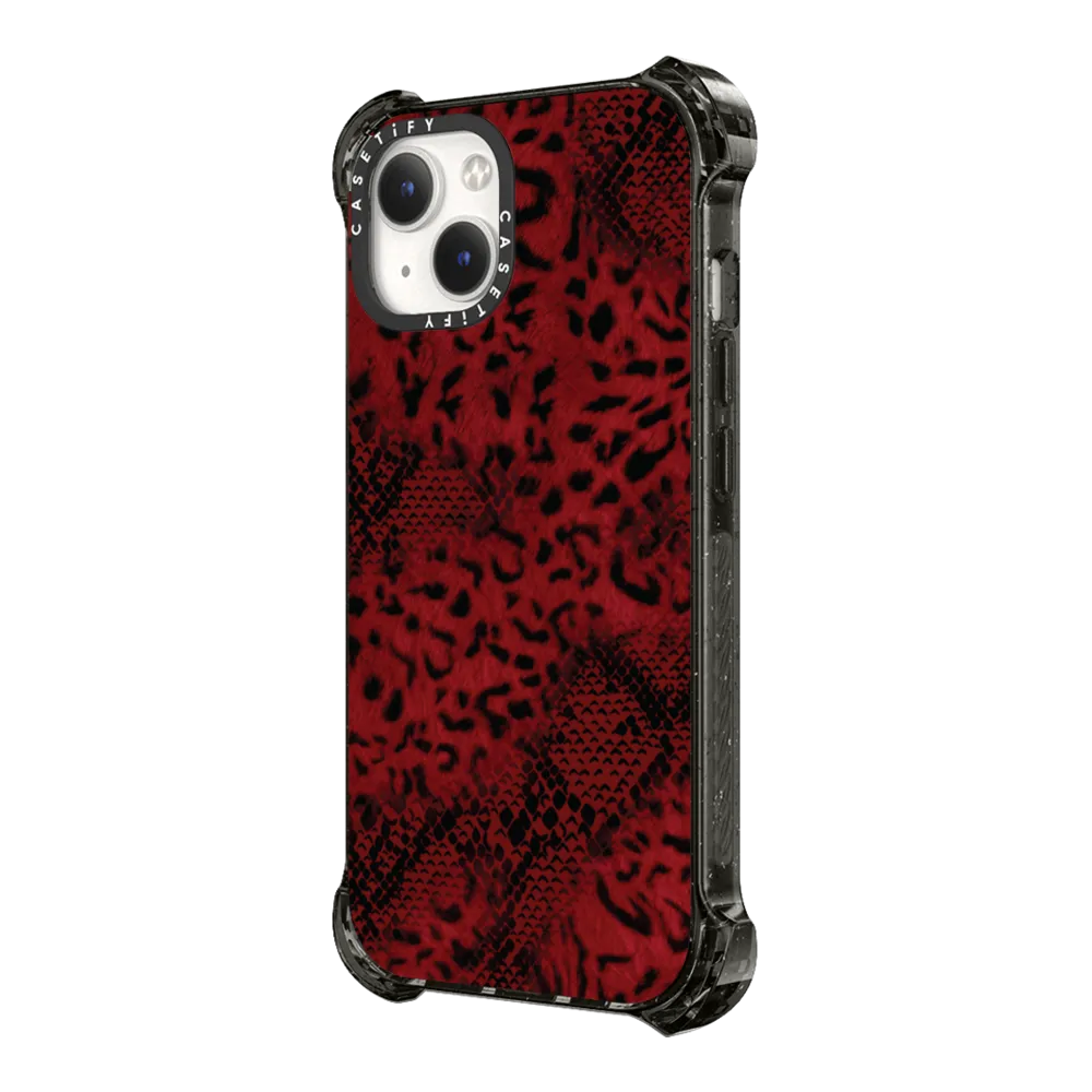 Bounce iPhone 14 Case MagSafe Compatible - Dark Red Leopard