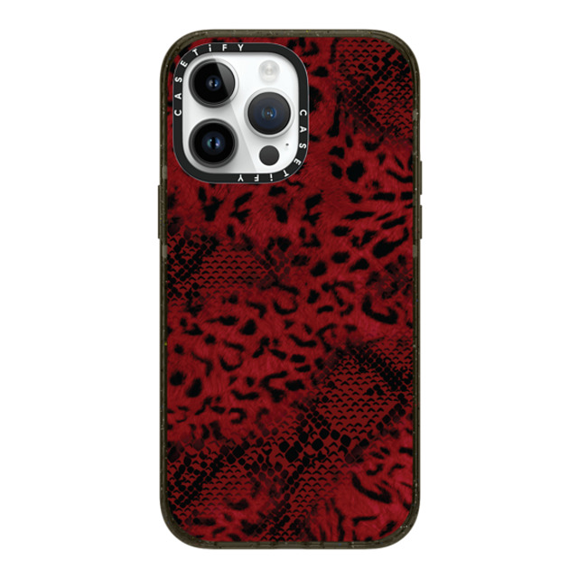 CASETiFY iPhone 14 Pro Max ケース ブラック インパクトケース MagSafe対応 Leopard Dark Red Leopard