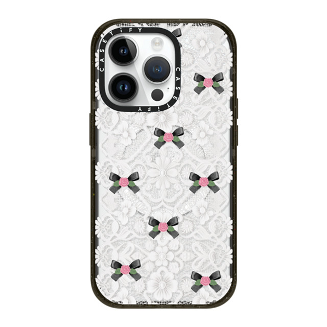 CASETiFY iPhone 14 Pro ケース ブラック インパクトケース MagSafe対応 Floral Bow Sweetie darlenealbert