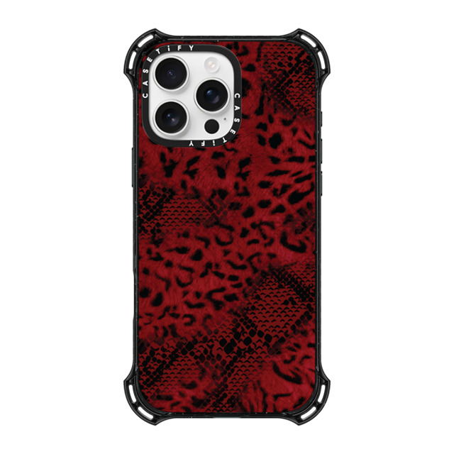 CASETiFY iPhone 16 Pro Max ケース ブラック バウンスケース Leopard Dark Red Leopard