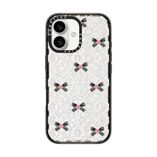 CASETiFY iPhone 16 ケース ブラック インパクトケース Floral Bow Sweetie darlenealbert