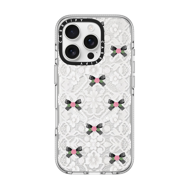 CASETiFY iPhone 16 Pro ケース クリア クリア ケース MagSafe対応 Floral Bow Sweetie darlenealbert