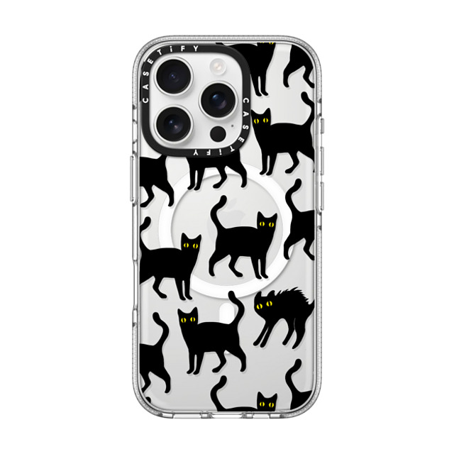 CASETiFY iPhone 16 Pro ケース クリア クリア ケース MagSafe対応 Black Cats darlenealbert