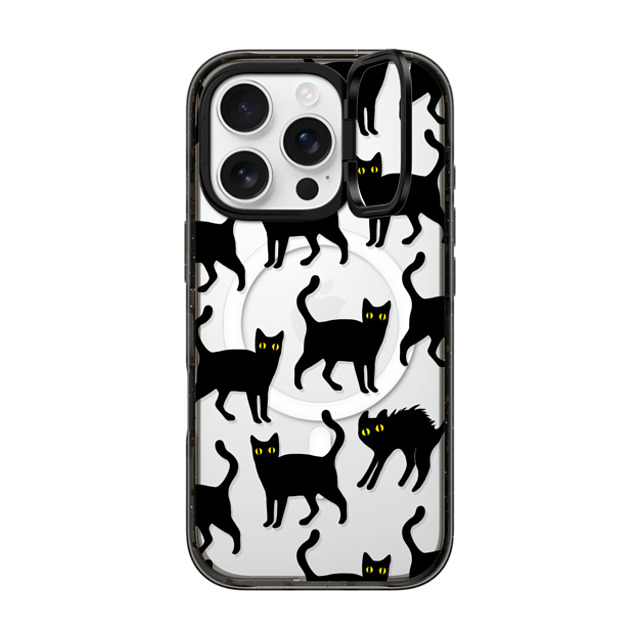 CASETiFY iPhone 16 Pro ケース ブラック インパクトリングスタンドケース MagSafe対応 Black Cats darlenealbert