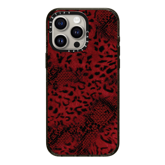 CASETiFY iPhone 15 Pro Max ケース ブラック インパクトケース Leopard Dark Red Leopard