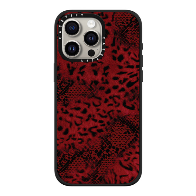 CASETiFY iPhone 15 Pro Max ケース マットブラック インパクトケース MagSafe対応 Leopard Dark Red Leopard