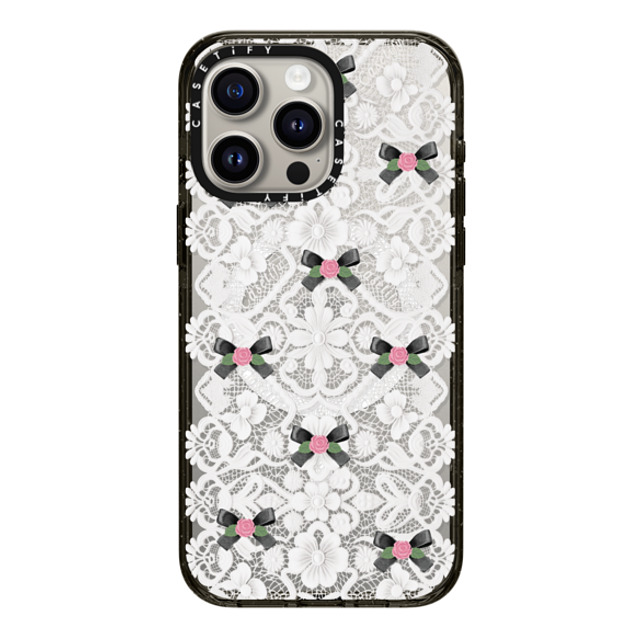 CASETiFY iPhone 15 Pro Max ケース ブラック インパクトケース MagSafe対応 Floral Bow Sweetie darlenealbert