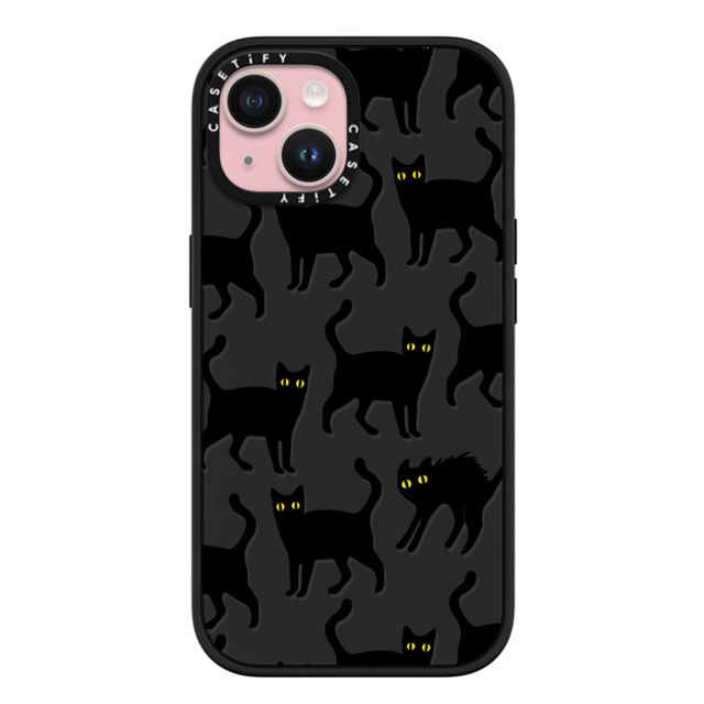 CASETiFY iPhone 15 ケース マットブラック インパクトケース MagSafe対応 Black Cats darlenealbert