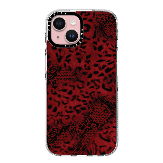 CASETiFY iPhone 15 ケース クリア クリア ケース MagSafe対応 Leopard Dark Red Leopard